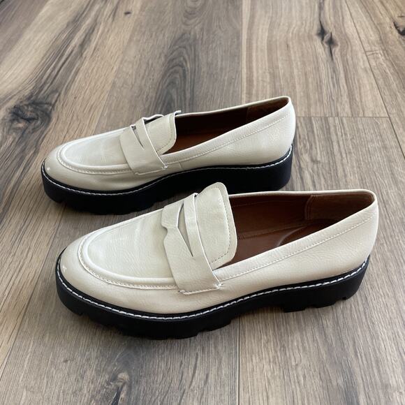 Franco Sarto Women Bazel Platform Lug Sole Loafer Cream Size 8.5 Chunky Slip On - Picture 4 of 9